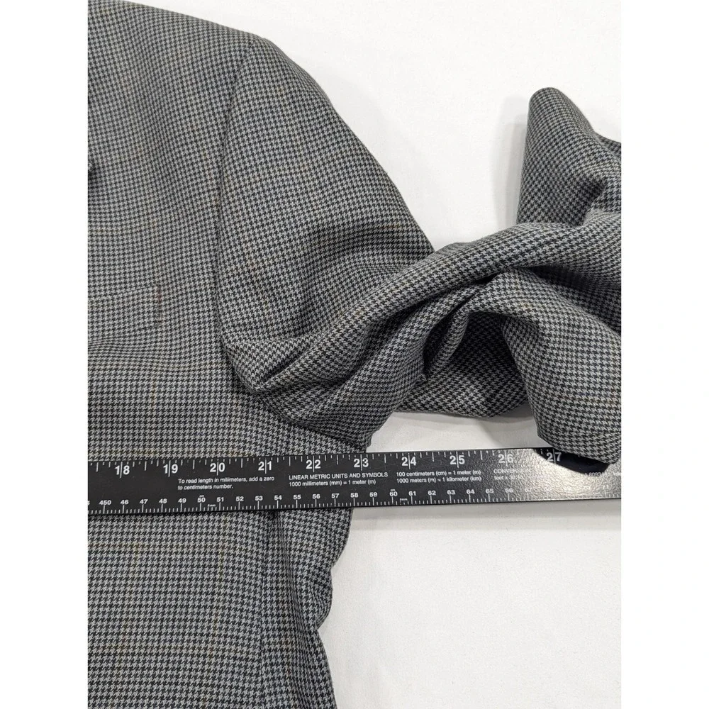 Ralph Lauren Blazer Sports Coat Silk Wool Gray Houndstooth Suit‎ Jacket 42S 46